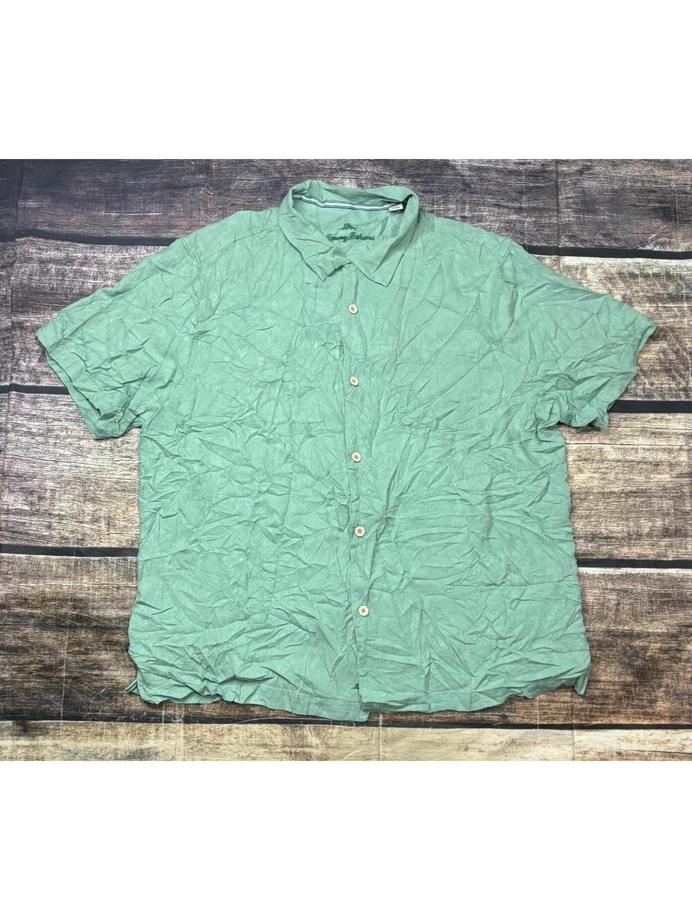 Tommy Bahama Shirt Mens 2XL Silk Short Sleeve Button Up Beach Pocket